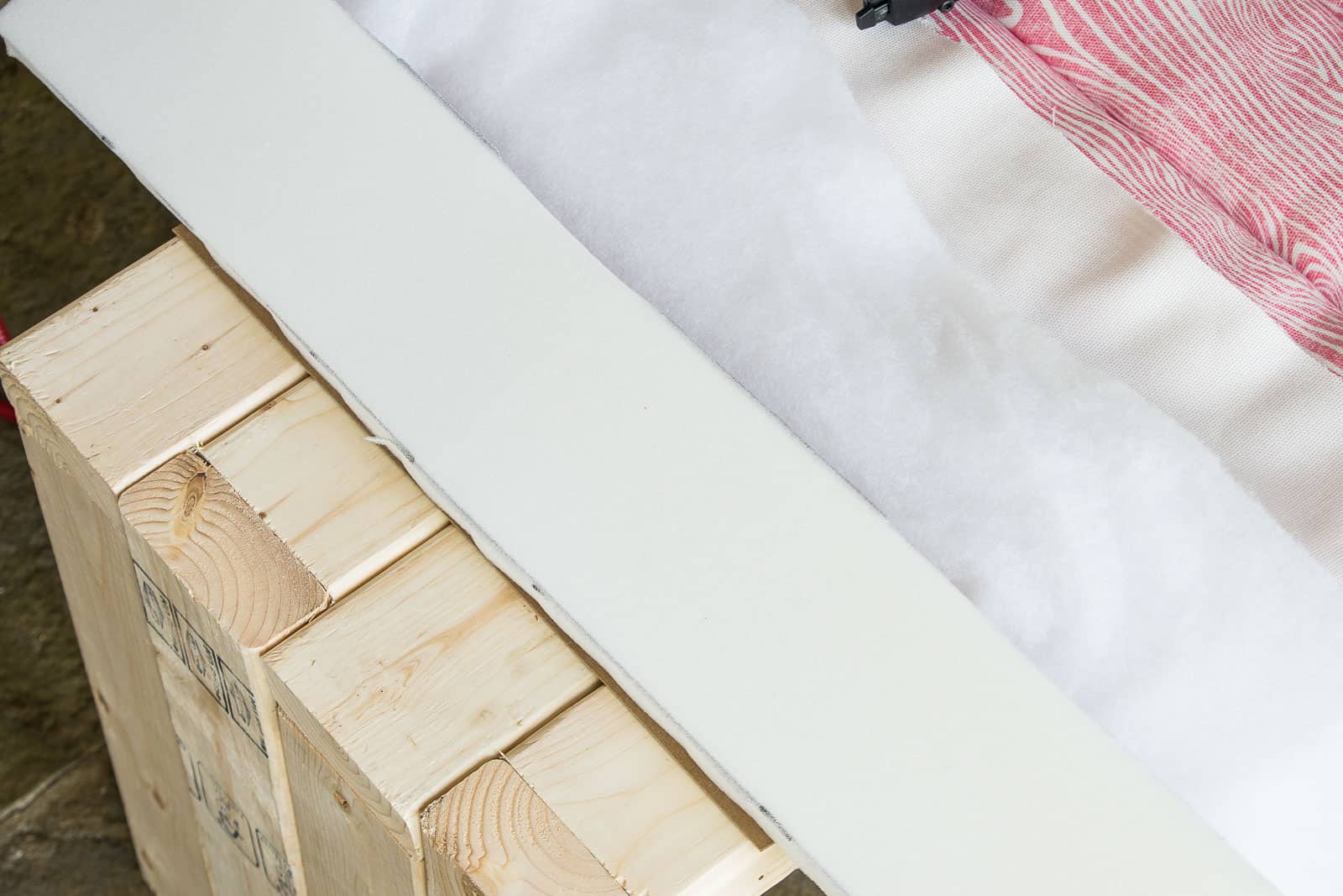 place foam on bench