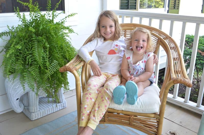 girls on back porch