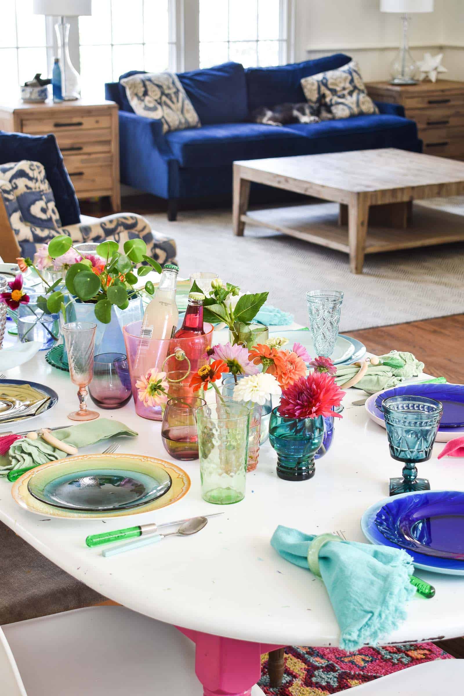 colorful rainbow table scape