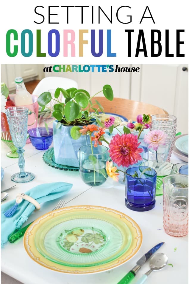 colorful rainbow glass table
