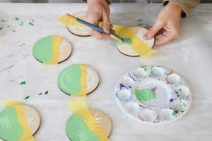tape off and paint 1/2 your stenciled ornament