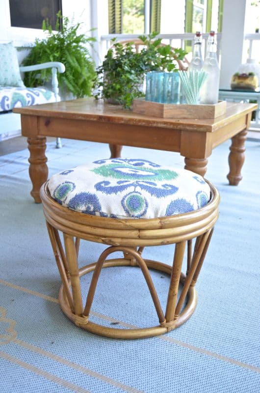 upholstered rattan ottoman